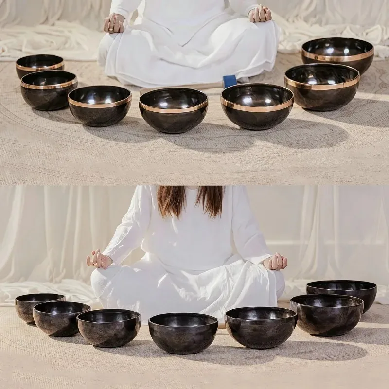 Nepal Full Moon Bowl 7 Piece Set Meditation Yoga Sound Bowl Outdoor Sound Healing Bowls Professional Percussion Instrument