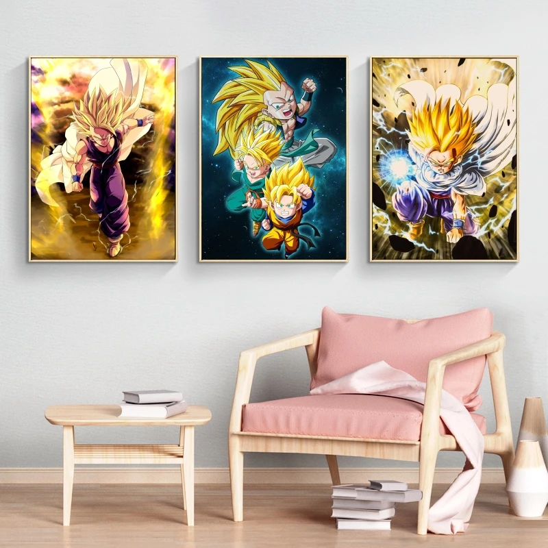 

Bandai Classic Anime Dragon Ball HD Poster Goku Gohan Retro Cartoon Wall Art Canvas Painting Bedroom Decoration Children Gift
