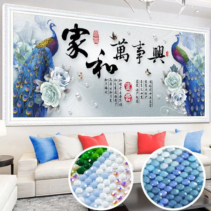 

Special Shaped AB Drill DIY Diamond Embroidery Painting Full Round Rhinestones Diamond Cross Stitch Pictures Mosaic Peacocks