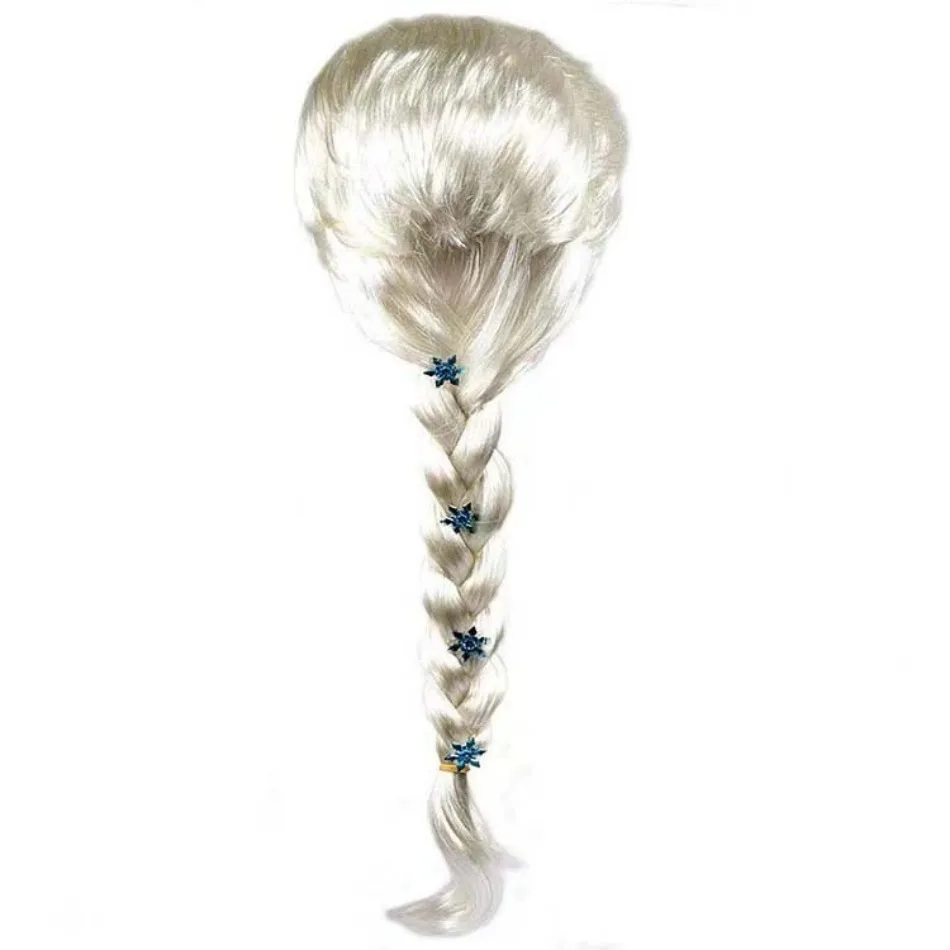 Peluca de Elsa para niñas, pelo rubio de reina de las Nieves, Cosplay para niños, Halloween, Carnaval, Purim, mascarada, accesorios para el cabello