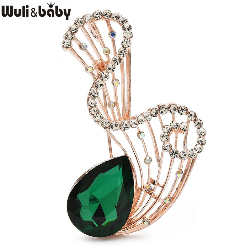 Wuli&baby Elegant Water-drop Geometric Brooch Pins 3-color Art Ripple Flower Brooches New Year Gifts