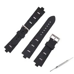 Compatible for Bvlgari rubber strap 22mm 24mm Bvlgari convex black silicone watch band for men and women belt buckle accessories