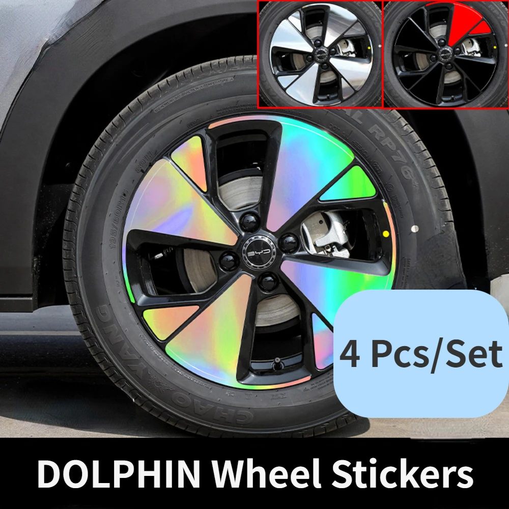 2023-2024 Model BYD DOLPHIN Wheel Stickers Black/Orange/Silver/Colorful 4 Pcs a Set