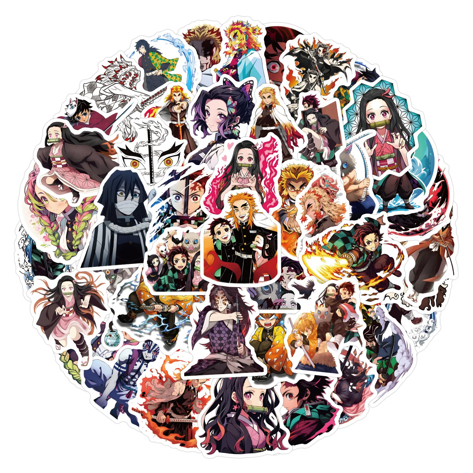 50/100 pçs demon slayer dos desenhos animados anime adesivo diy telefone portátil bagagem skate graffiti decalques diversão para criança