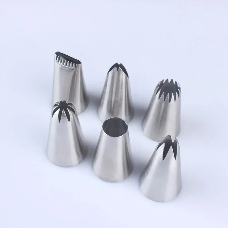 6PCs Set Cookie Basket for Flower Arranging Rose round Hole Mouth Cake Decorating Mouth piping rube Icing Nozzle Piping tip