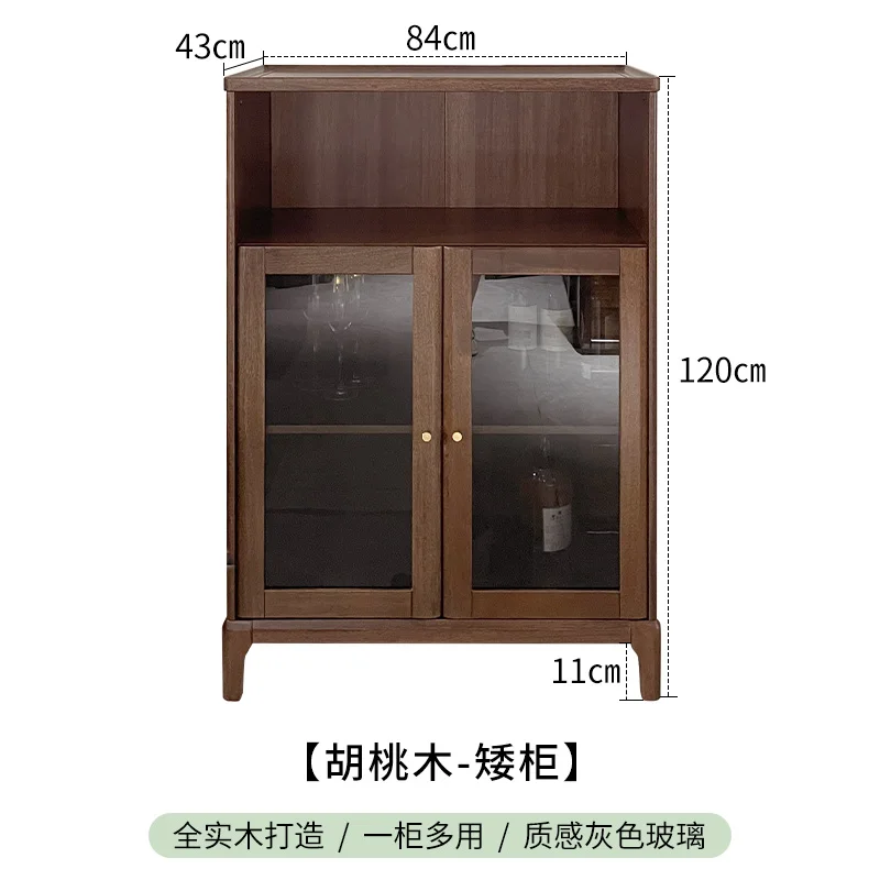 

Modern simple walnut side cabinet living room full solid wood storage small apartment wine cabinet