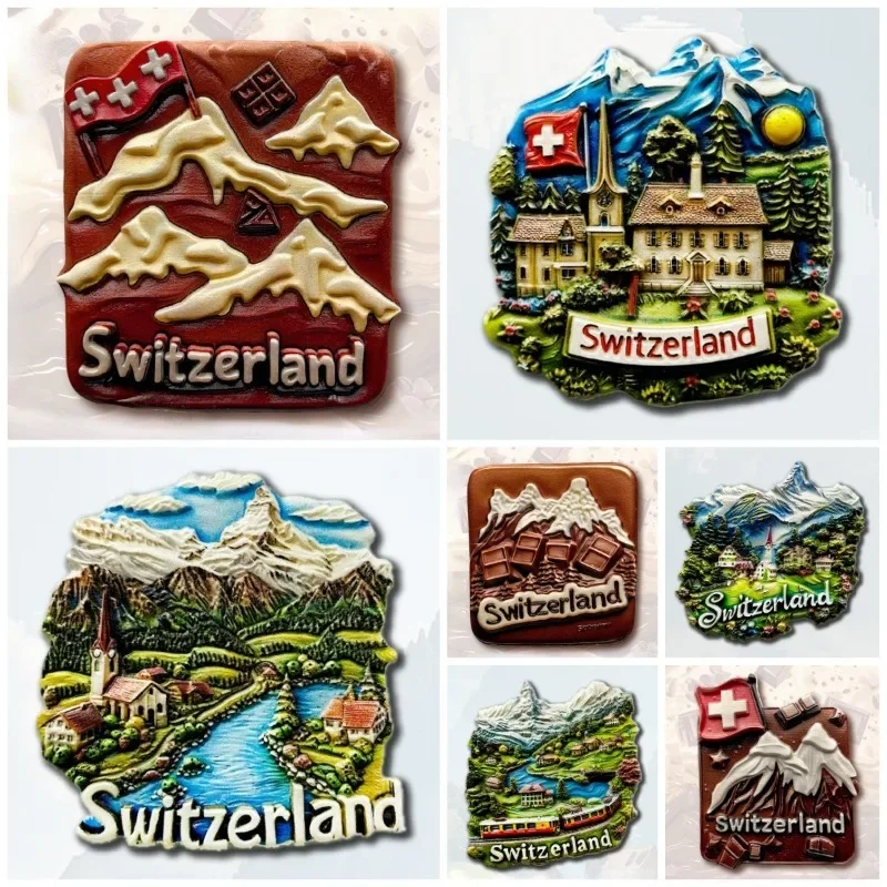 

Switzerland Souvenirs Alps Fridge Stickers Bern Montreux Zermatt Interlaken Refrigerator Magnets Home Decor Wedding Gifts