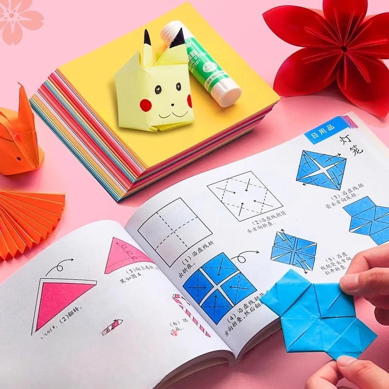 1 مجموعات جديدة للأطفال اليدوية اوريغامي DIY بها بنفسك أوراق الحرف اوريغامي ورقة (100 قطعة) 10-لون رياض الأطفال لتقوم بها بنفسك أوراق رافعة ورق قابل للطي