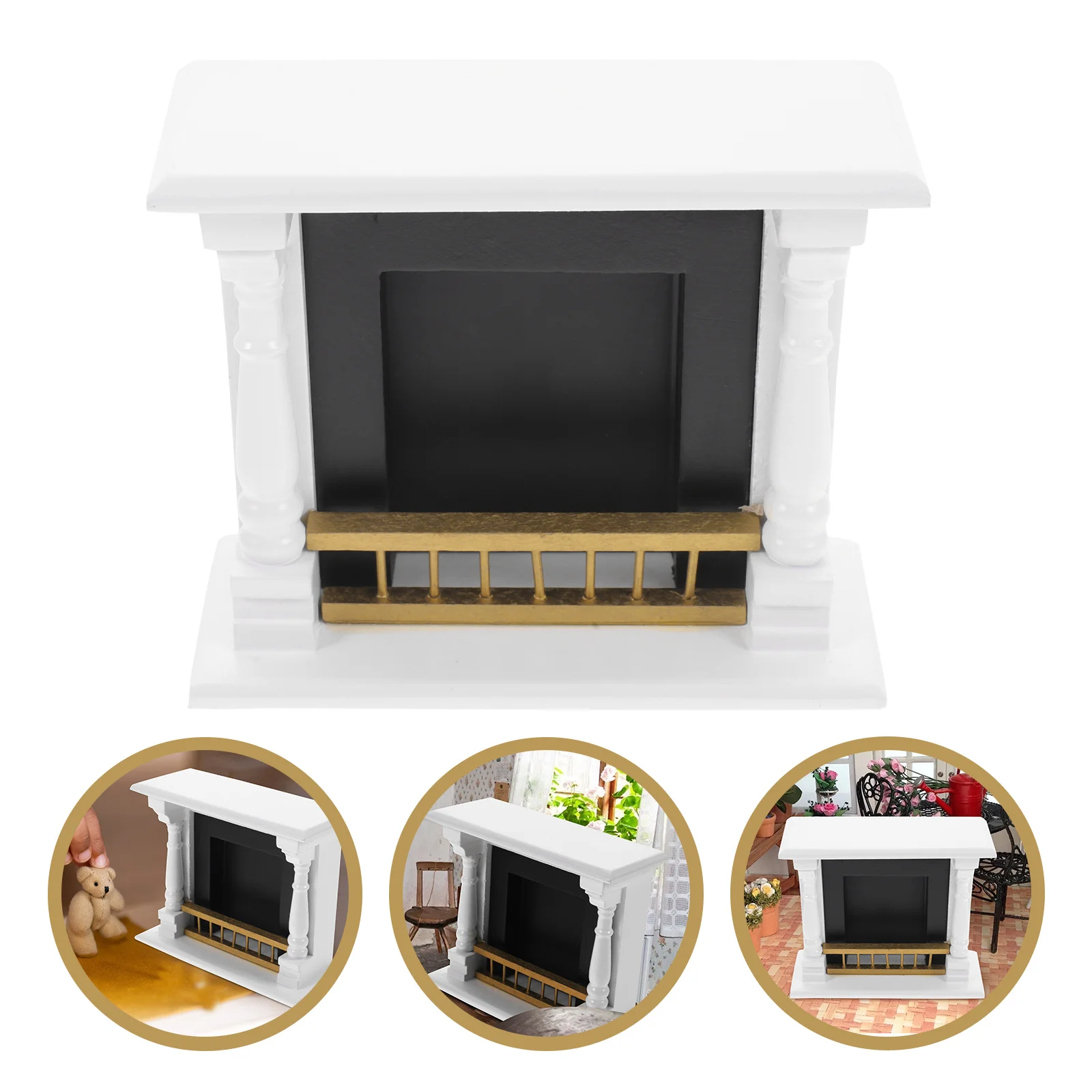 Dollhouse Fireplace Decor Mini Model Baby Furniture Wood Miniature for 1 6 Scale