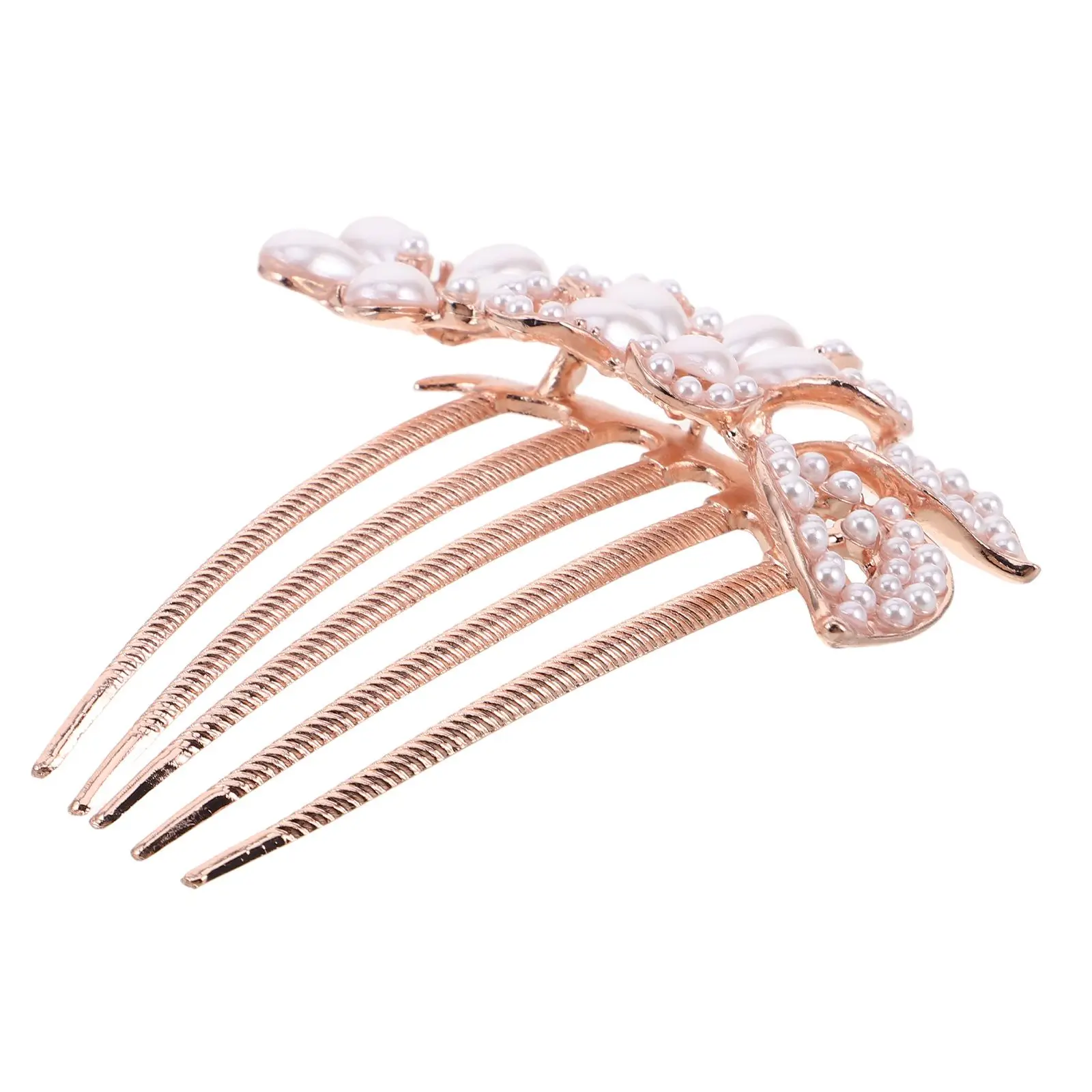 Pearl Decorative Hair Comb Accessories for Women Wedding Bride Alloy Pearl Side Flower Metal Fancy Bridal Combs Pieces