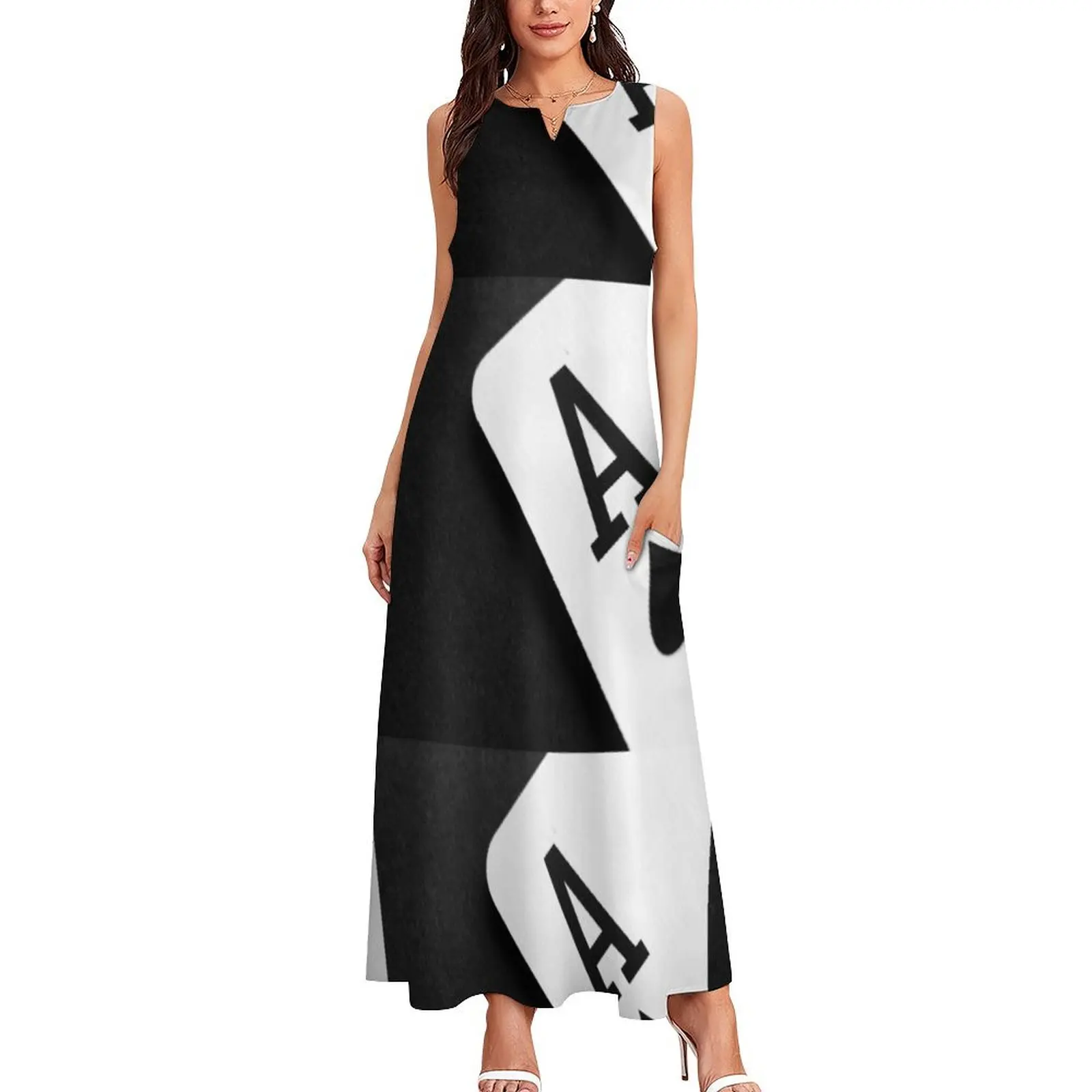 Ace of Spades Monochrome Playing Card Long Dress long sleeve dresses women evening dress Woman