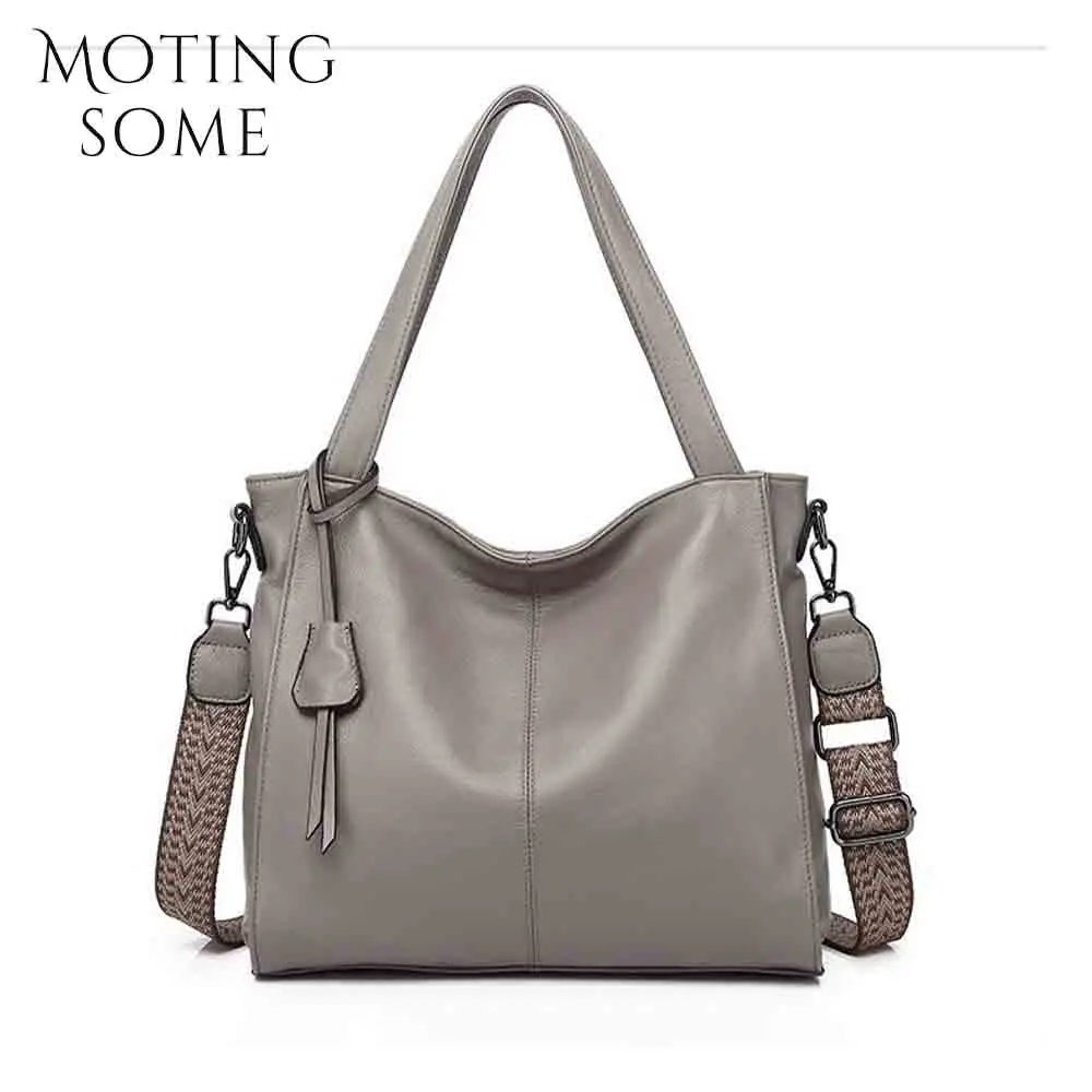 

Motingsome Genuine Leather High Quality Woman Bag Soft Causal Tote Lady Handbag Black Daily Bags Simply Shoulder Purse 2024 New