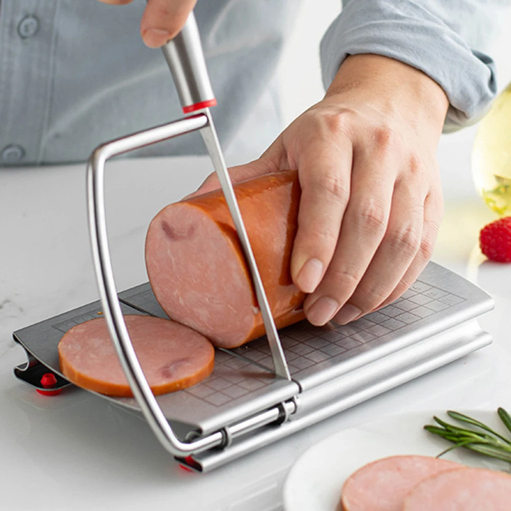 

Multifunctional Cheese Slicer Butter Ham Sausage Cutter Kitchen Gadgets Stainless Steel Cutting Divider with Scare Cheese Cutter