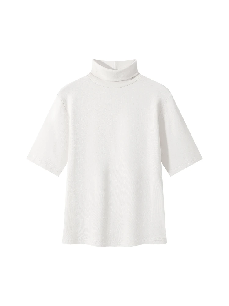 2026 Herbst Winter Damen T-Shirt Rollkragen Kurzarm-Shirt Stilvolles Einfarbiges Schlankes Weiches Basic-Layering-Unterhemd Lässiges Strick-Oberteil – Detail 2