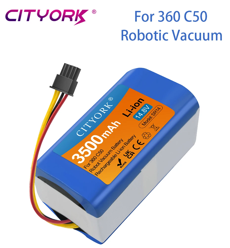 CITYORK Replacement Battery For 360 C50 Robotic Vacuum Cleaner Accessories Spare Parts 14.8V 3500mAh