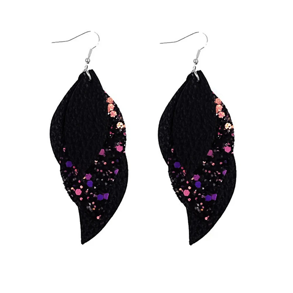 

Multi-layer Leaf Shape Earring Pairs Platinum Material Woman Woman Earring Post Leaf Shape Fashionable Gifts