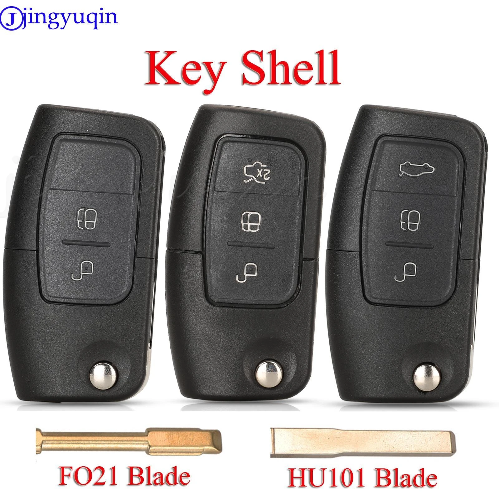 

Jingyuqin 10pcs Flip Remote Car Key Shell Case For Ford Fusion Focus Fiesta MK7 Mondeo MK3 MK4 Galaxy Ranger FO21/HU101 Blade