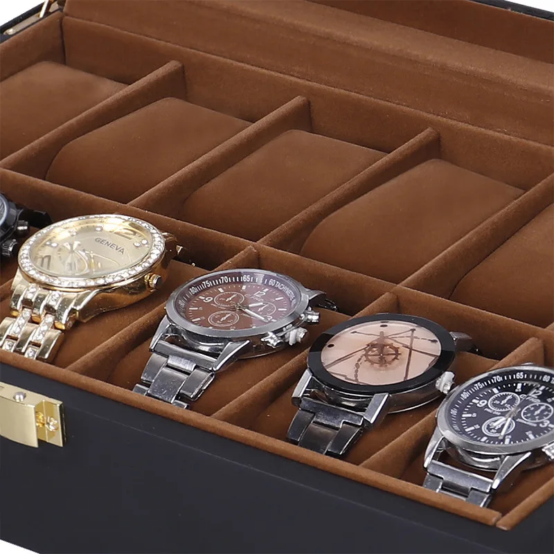 VANSIHO 6/10/12 Slots Household Wooden Watch Box Case Glass Skylight Storage Jewelry Collection Storage