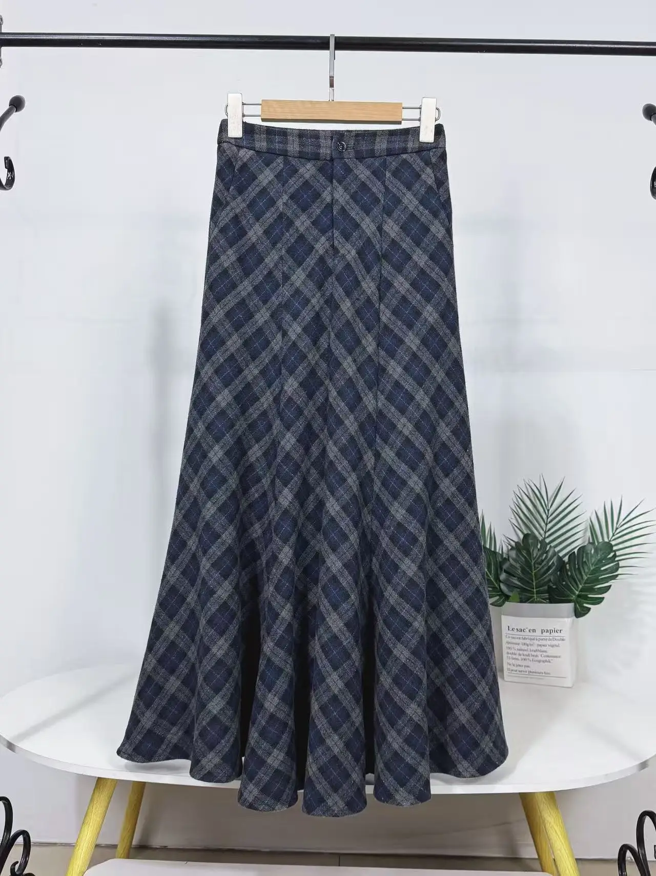 

Юбка А-силуэта с высокой талией и узором «чай», шерстяная, для женщин, винтажная, элегантная, повседневная, для офиса