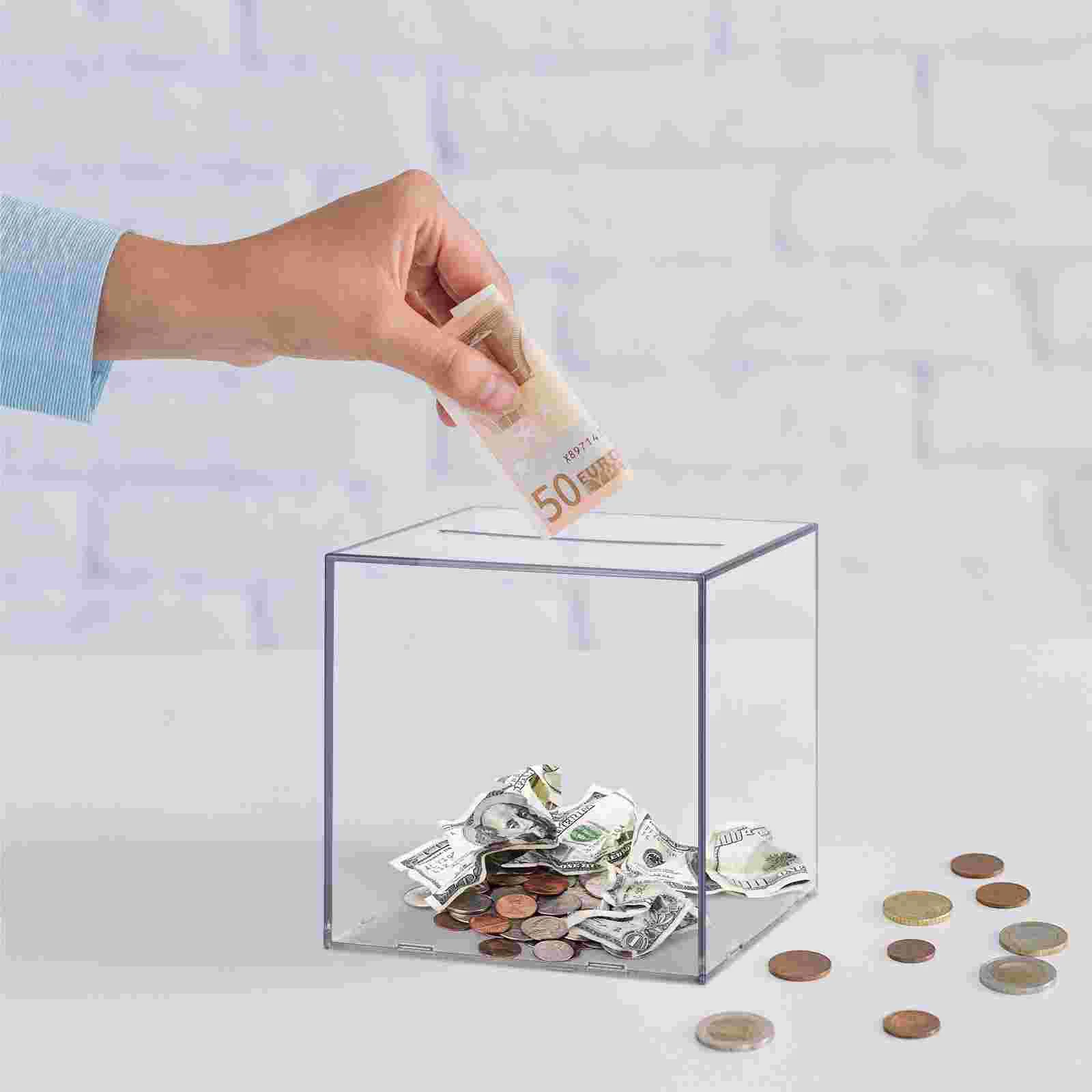 1 PCS Acrylic Transparent Container for Kids Educational Savings Pot Desktop Piggy Bank Honeymoon Fund Box Money