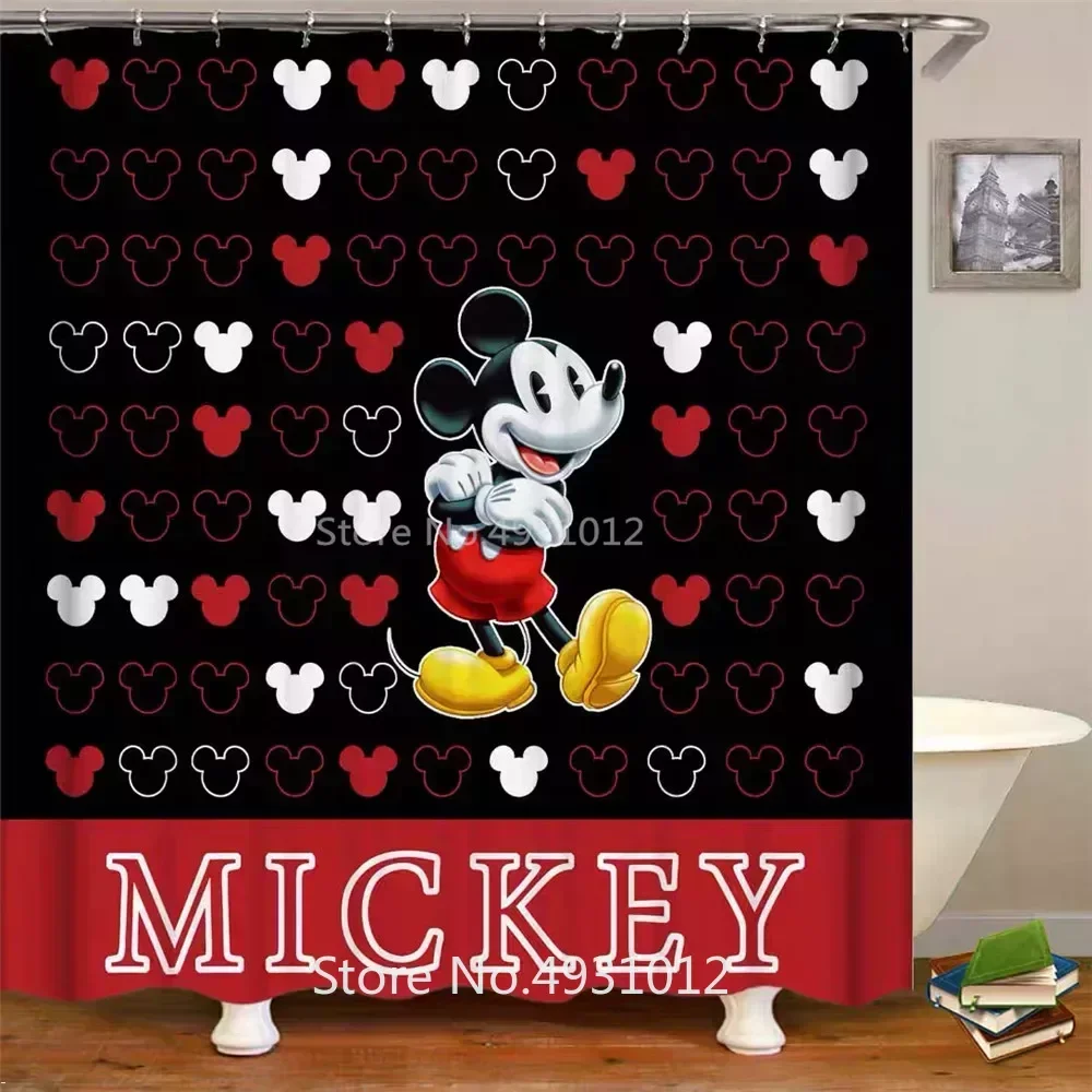 Disney Topolino Minnie Mouse Tenda da doccia colorata 1 pz Tende da bagno impermeabili con ganci per l'arredamento del bagno