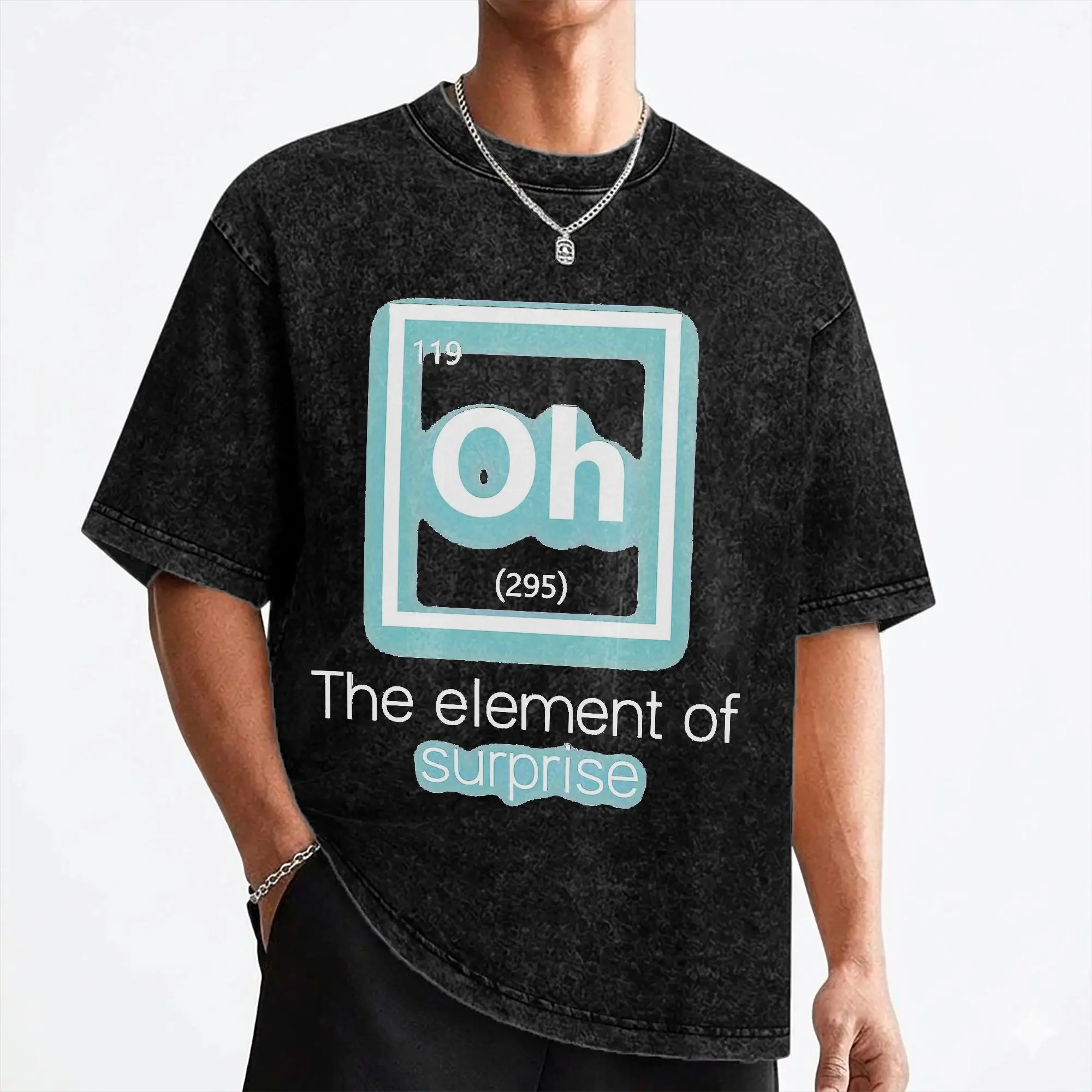 Oh the Element of Surprise T Shirts Hip Hop Washed Cotton Harajuku T-Shirts Science Vintage Men Tops Streetwear Summer Tees