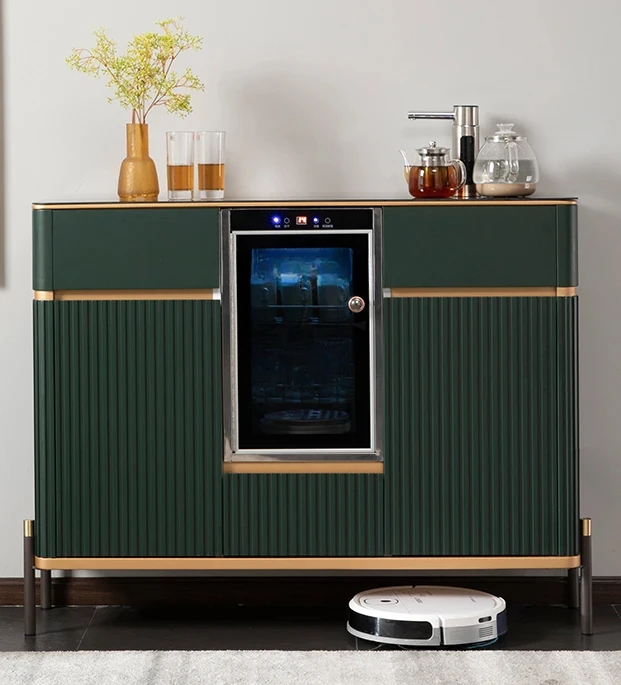 

Light luxury solid wood voice tea bar machine cabinet high-end automatic household water dispenser disinfection integrated