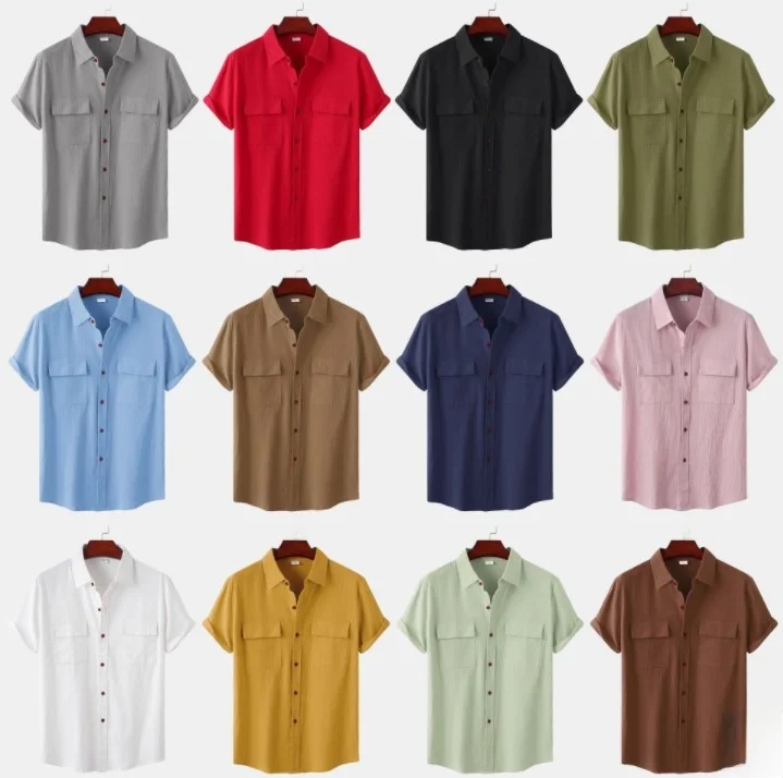 

Мужская летняя белая рубашка из льна в гавайском стиле с отложным воротником, однотонная, приталенная, для молодежи, элегантная