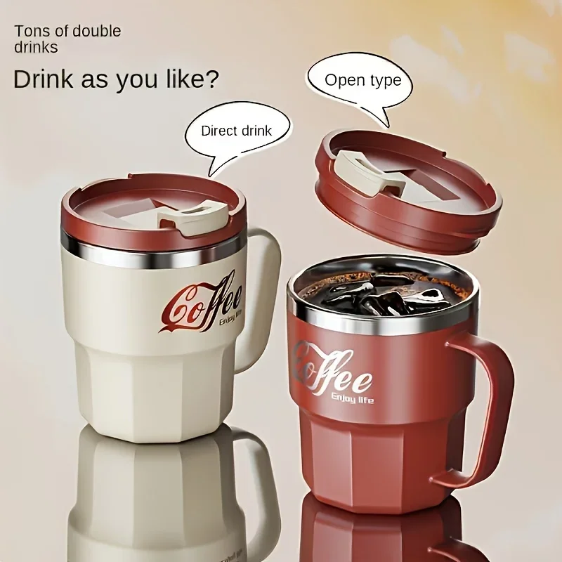 Hot Selling Insulated Cup, 304 Stainless Steel Water Cup, Household with Lid, Anti Drop Mug, Office Cup, Dormitory Cola Cup