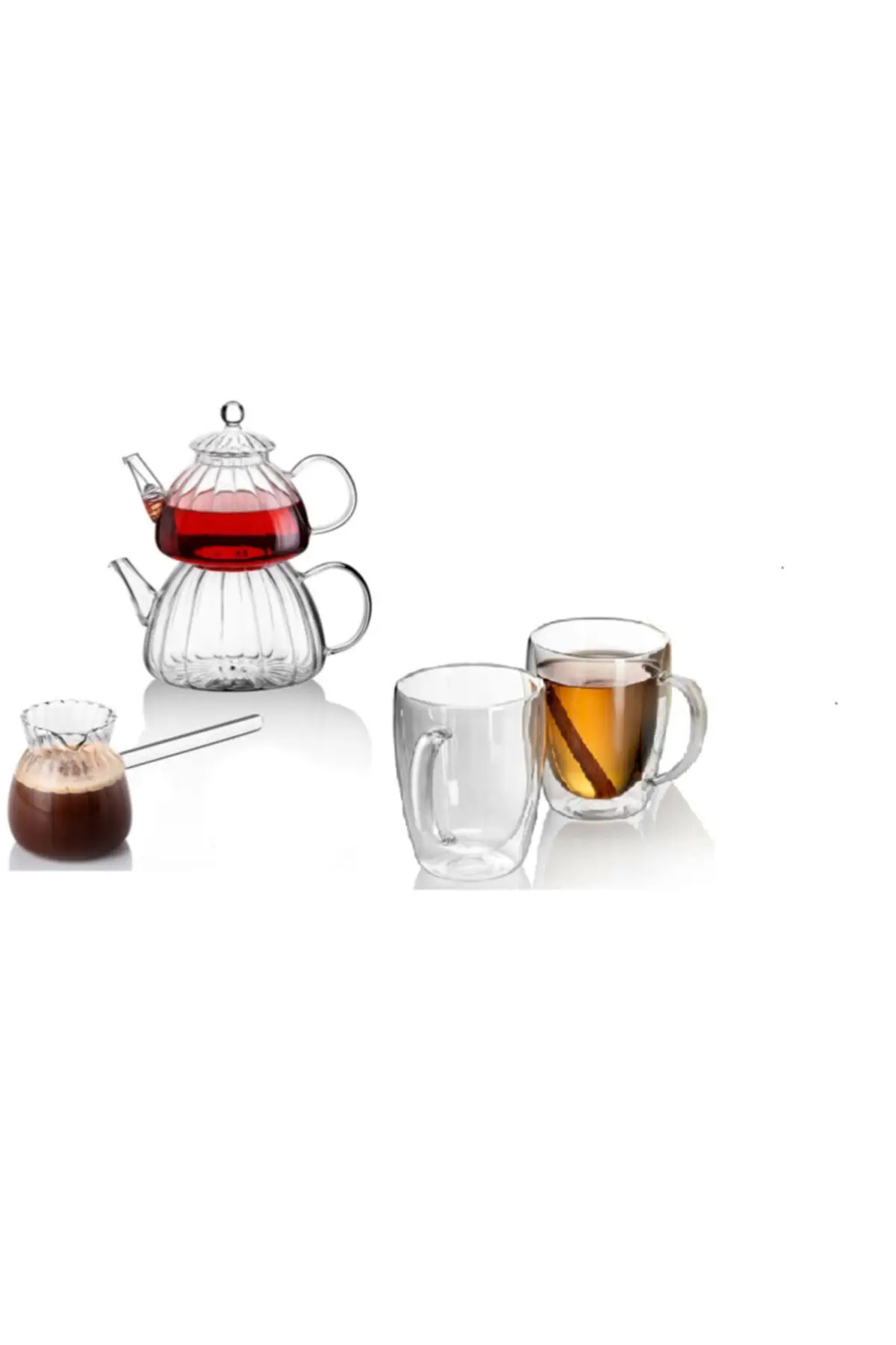 DOLBOVI Borasilikat 4 piece Glass teapot & Glass Coffee Maker Glass Coffee Maker Glass Coffee Maker Glass Pot Turkish Coffee Maker Glass Pot Turkish Coffee