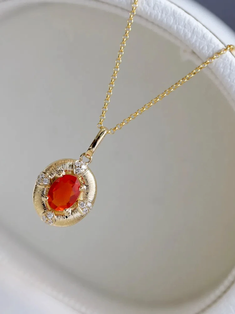 

Женское ожерелье из стерлингового серебра 925 пробы с красным цирконием, овальный кулон, ожерелье, французские украшения, женская повседневная одежда, подарки для праздничной вечеринки