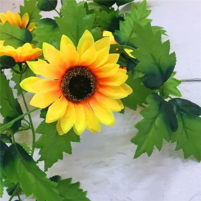 1pcs 260cm Artificial Yellow Sunflower Garland Flower Vine Wedding Floral Arch Decor Silk