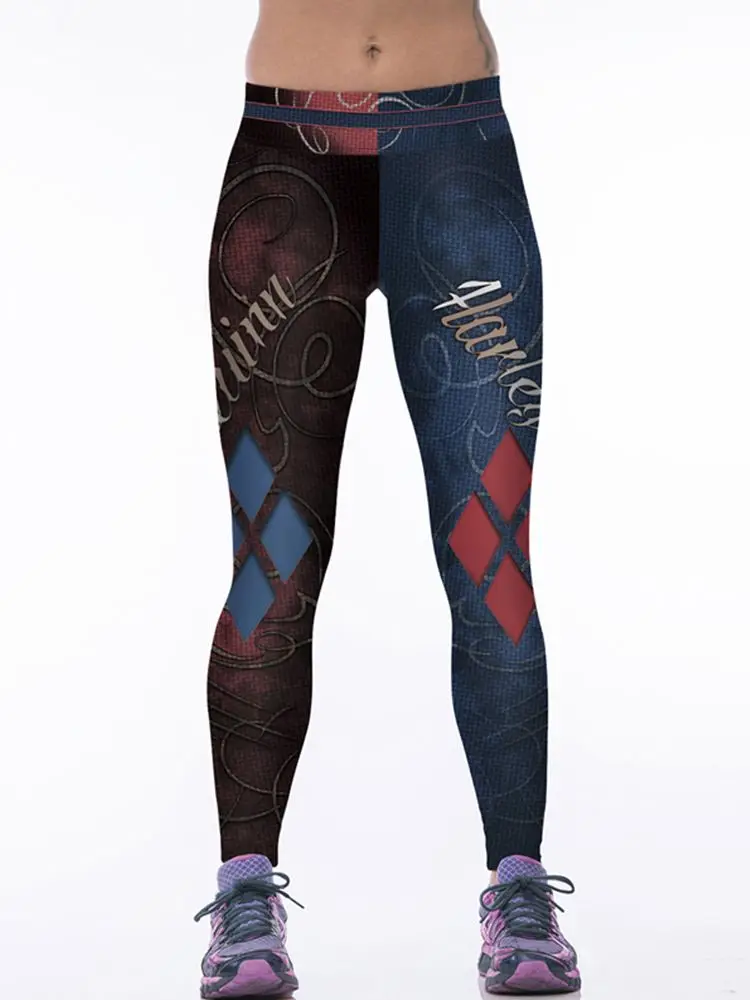 Damskie legginsy sportowe spodnie do biegania 3D z wysokim stanem do jogi szybkoschnące spodnie sportowe dziewczęce siłownia rajstopy sportowe Femme — zdjęcie 2