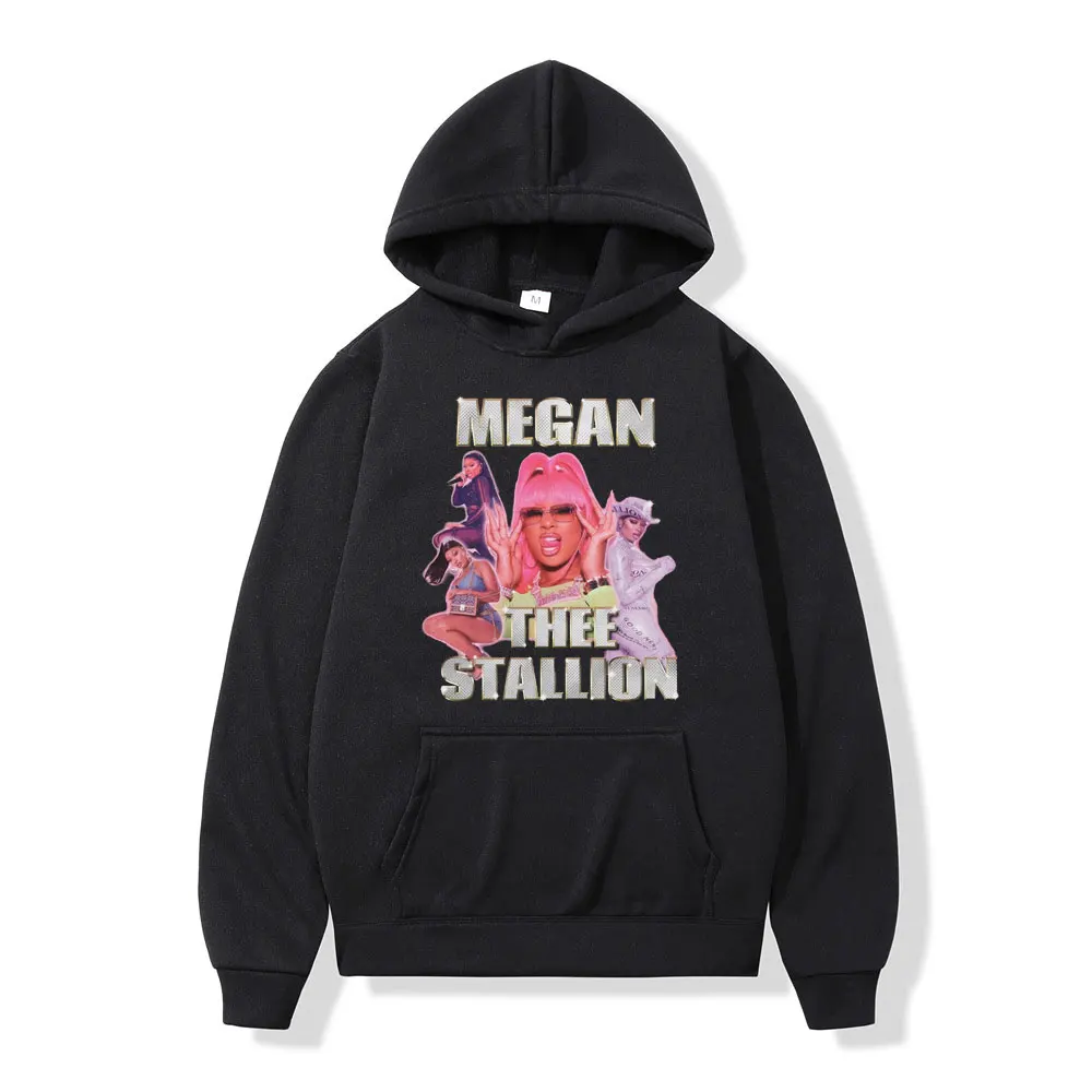 

Singer Megan Thee Stallion Print Hoodies Men's Women's Fashion Y2k Aesthetics Sweatshirt Autumn Winter Hip Hop Vintage Pullovers