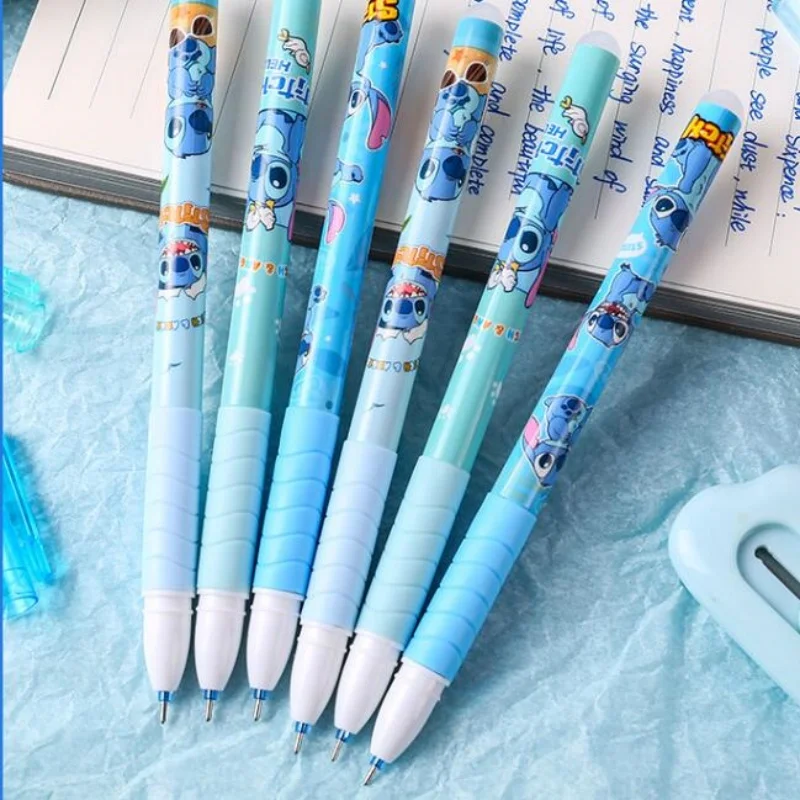 12 قطعة/صندوق ليلو وستيتش قابل للمسح هلام القلم Kawaii أنيمي 0.5 مللي متر الحبر الأزرق مع لينة المطاط غمد توقيع أقلام القرطاسية الهدايا #5