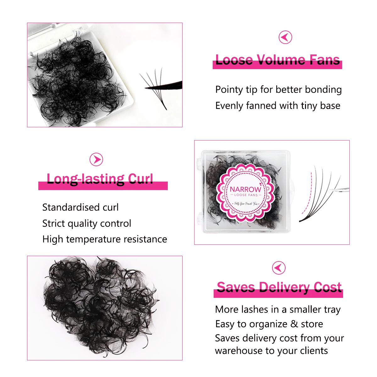 New Style Super Narrow Loose Fans Pointy Base Premade Fan Eyelash Extension 4D/5D/6D/7D/8D Russia Volume Eyelash Loose Fan Cilia