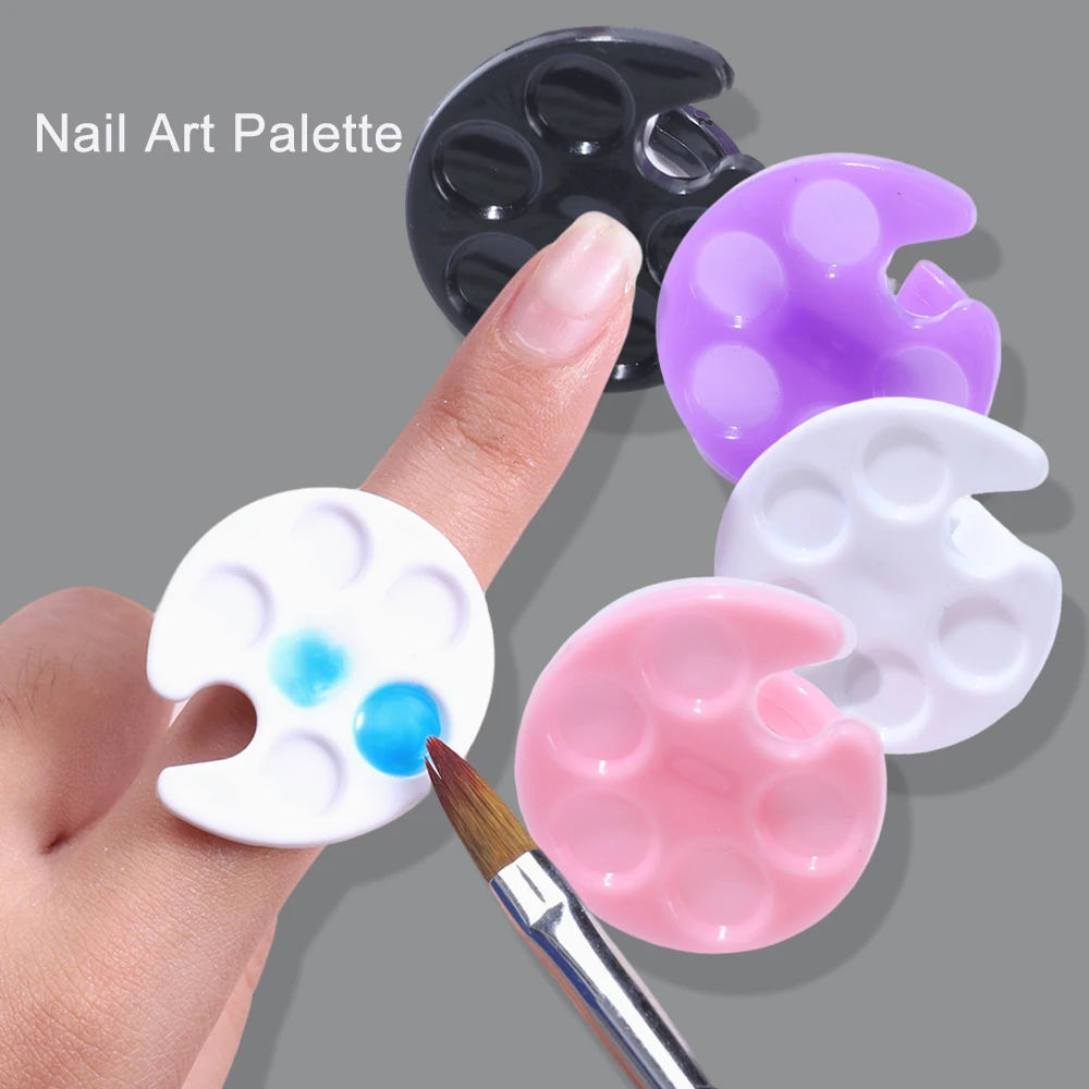 5 قطعة البلاستيك مسمار الفن لوحة البسيطة البنصر طبق خلط اللون UV هلام اللوحة حامل لوحة الصباغ صينية مانيكير مسمار أدوات #1