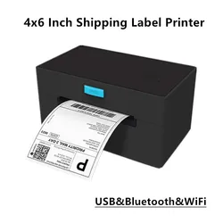 4x6 Shipping Label Printer USB Bluetooth WiFi Thermal Printer Express Waybill Package Sticker Barcode Desktop Printer