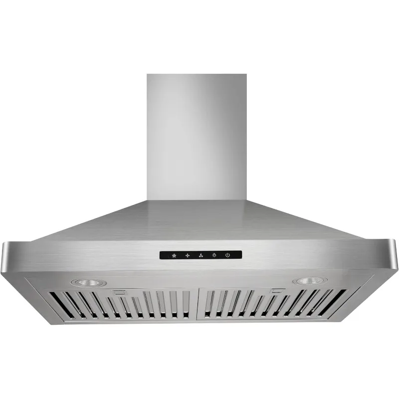 VESTA Milan 30 Inches 800CFM Stainless Steel European Style Wall Mount Range Hood With LED Lights Touch Screen Round Front Edges