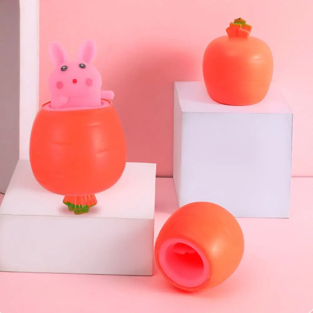 Easter Basket Stuffers Realistic Easter Squeeze Fidget Toys Carrot Shaped Bunny PVC Squeeze Toy Creative Stress Sensory Toy