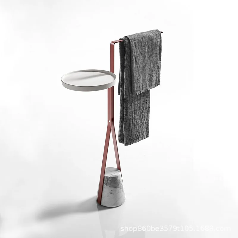 Modern outdoor stainless steel marble towel rack, bathroom non-punching floor rack