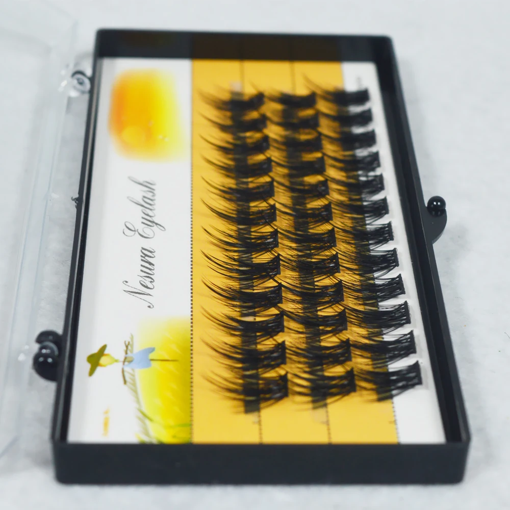 QSTY DIY Hand Made Eyelash Extension Segmented Flase Lashes Dramatic Lash Bundles Soft Ribbon Strip Eyelashes Makeup Lashes L07