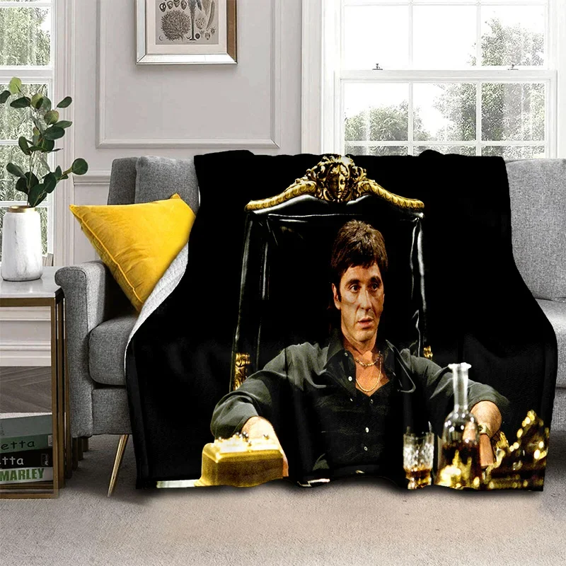 3D Printing Movie Scarface Tony HD Blanket,Soft Throw Blanket for Home Bedroom Bed Sofa Picnic Travel Office Cover Blanket Kids