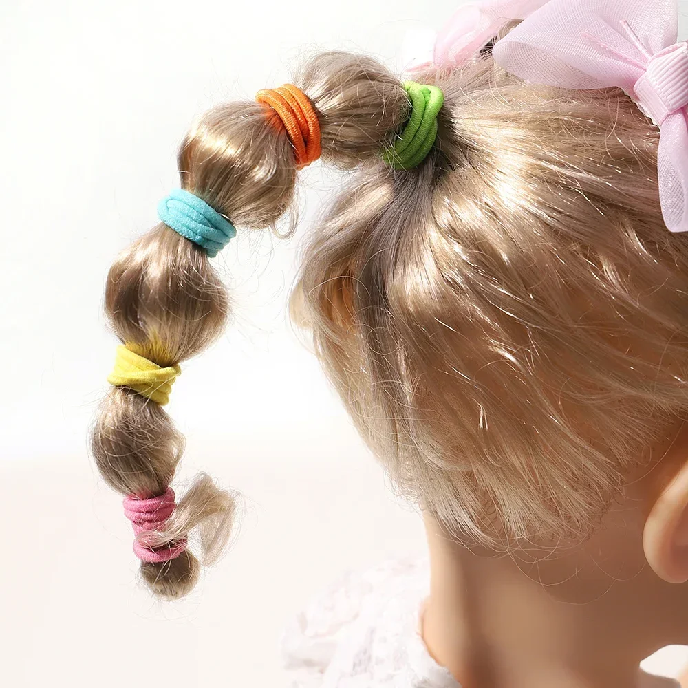 50Pcs Girls Candy Color Hair Bands Hair Accessories 3.8cm Elastic Rubber Band Hair Band Children Ponytail Holder Bands