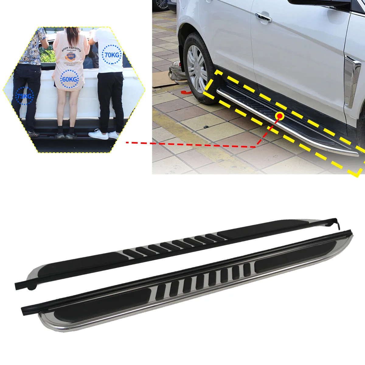 2PCS Side Step fits for Hyundai Santa Fe 2024 2025 Running Board Nerf Bars Stairs Aluminium Pedal