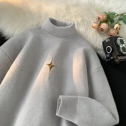 Autumn New Warm Turtleneck Pullovers Basic Men Women Sweater Slim Fit Korean Clothing Trendy Knitted Couples Knitwear