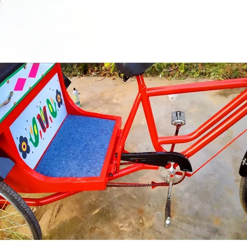 Venda quente barato três rodas dois assentos triciclos motorizados bicicleta adulto passageiro confortável