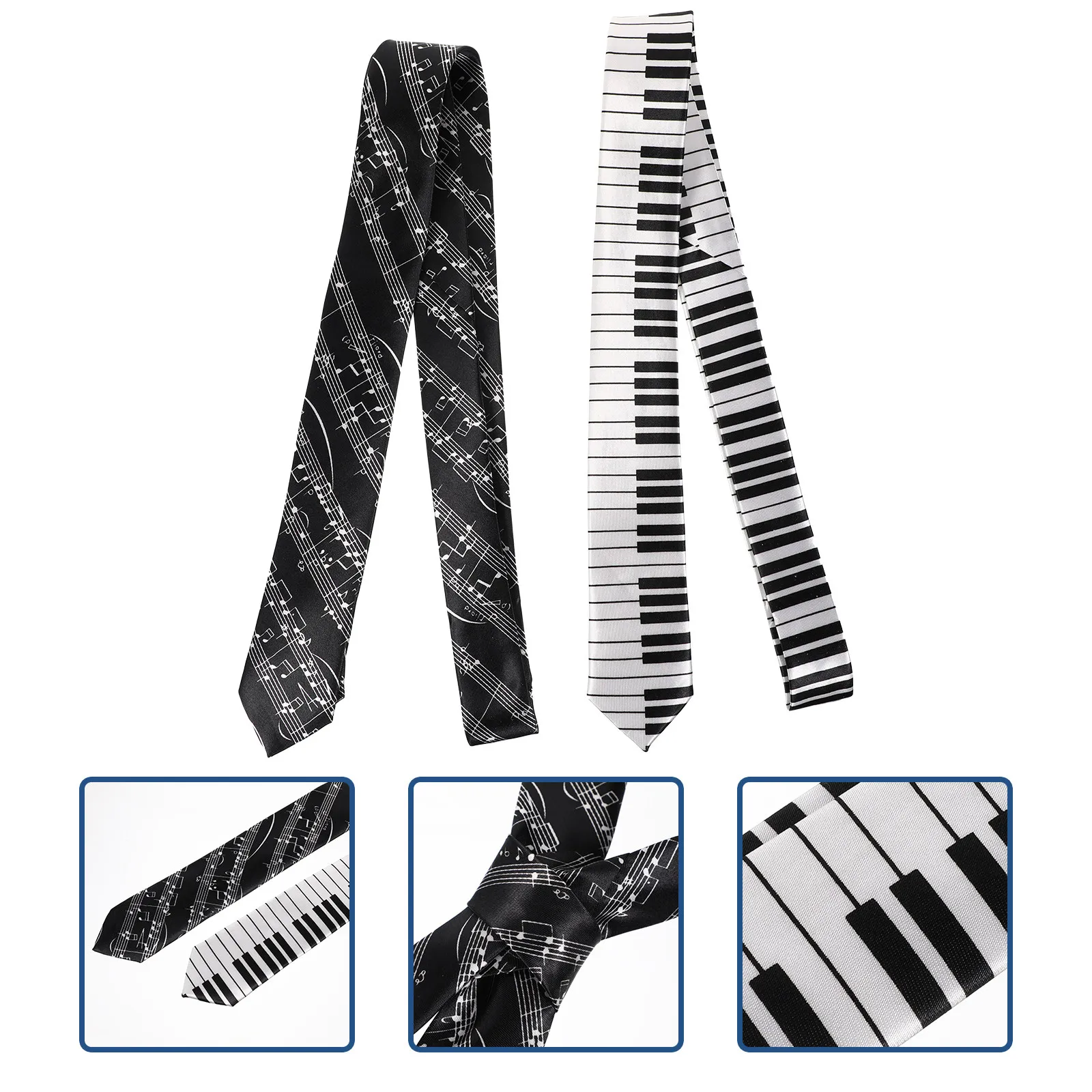 

Комплект из 2 галстуков с узором нотной гаммы, прочные и стильные, для вечеринок, праздников и фестивалей