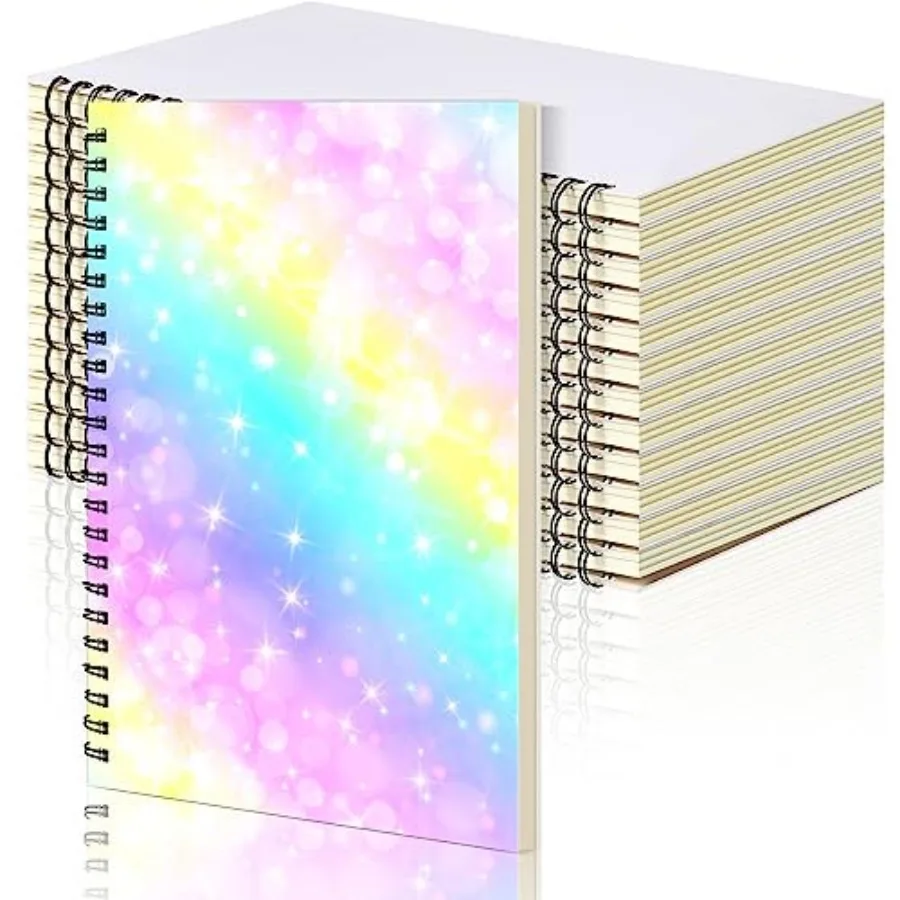 

12 Pcs Sublimation Journal Blank Notebooks A5 120 Pages Spiral Notebooks Hardcover DIY Notepad for Students Teacher Gifts Favor