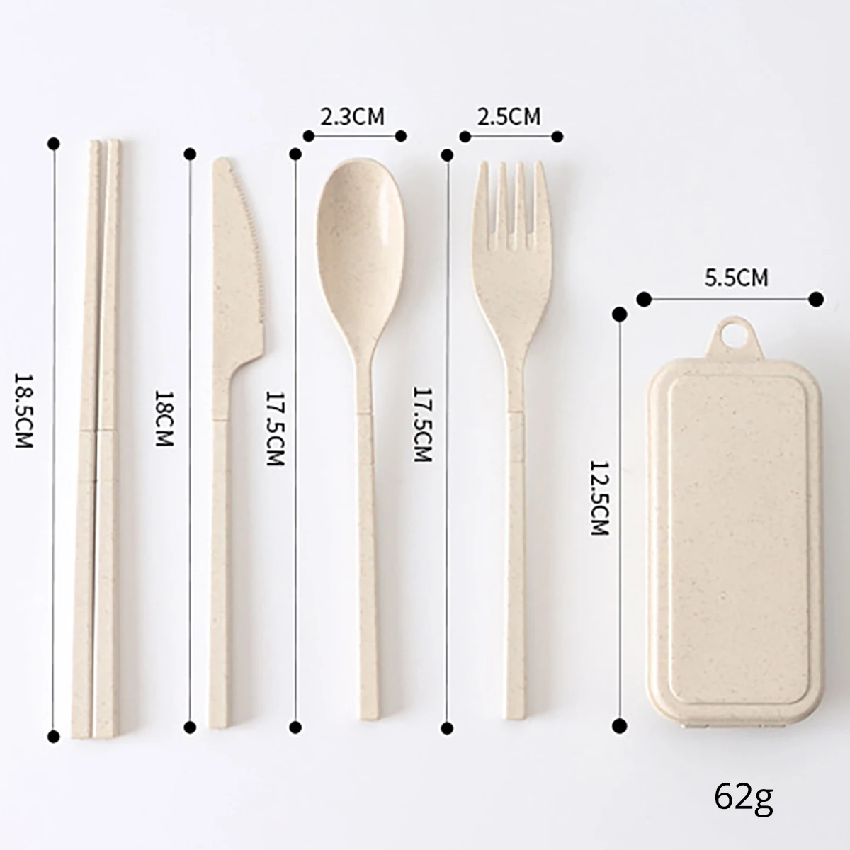 Wheat Straw Portable Tableware Knfe Fork Spoon Chopsticks Dinnerware Set with Storage Box Detachable Travel Cutlery for Student